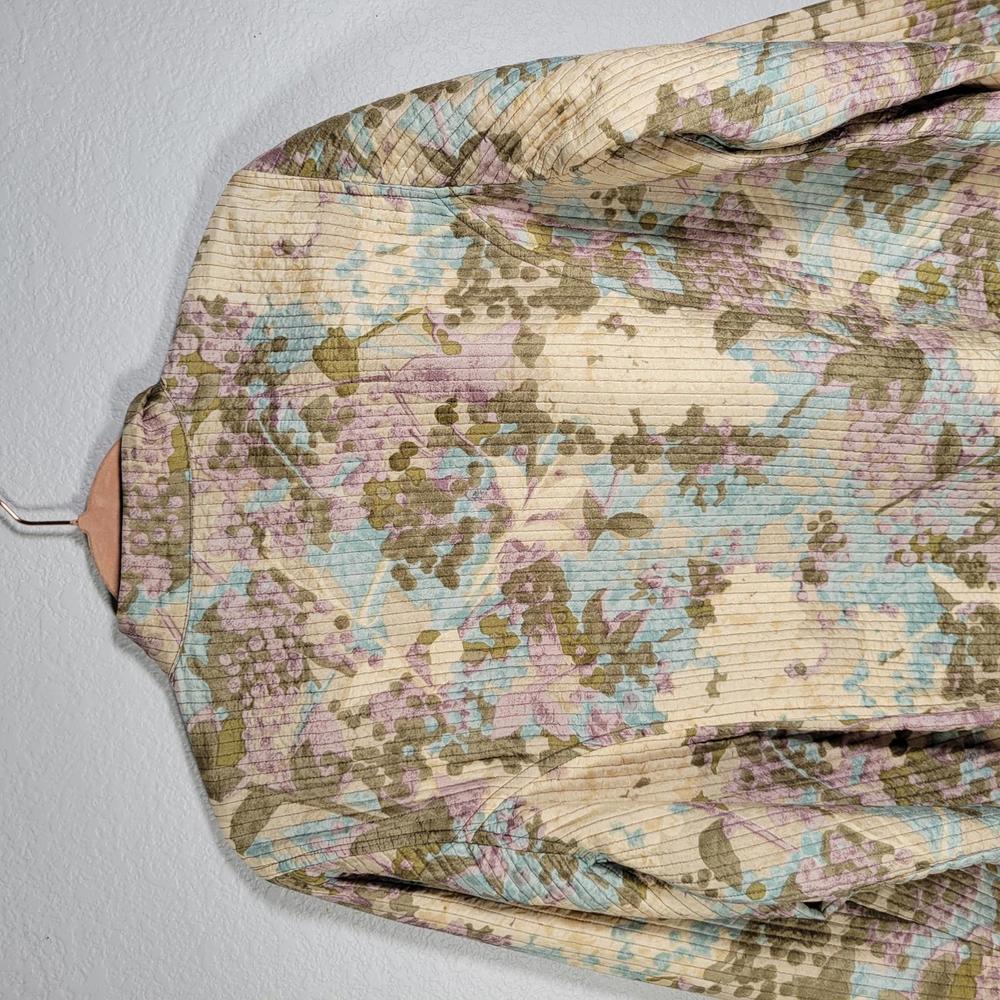 Soft by Avenue Beige Floral Silk Quilted Lightweight Jacket Women Size 14/16 - Picture 7 of 10